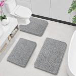 Buganda Bathroom Rugs 30x20, Quick Dry Machine Washable Chenille Bath Mats with Rubber Backing, Grey - Image 67