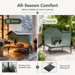 YUWENUS Heated Outdoor Cat House with Heated Pad and Escape Door for Outdoor Weatherproof Cat Shelter Insulated Outdoor Cat House,Green,Small - Image 4